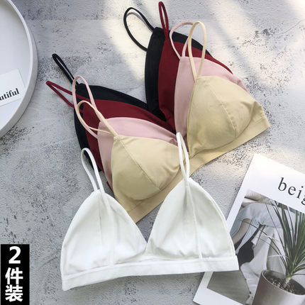 法式三角杯文胸小胸细带无钢圈内衣美背平胸学生少女裹胸抹胸薄款