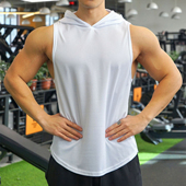 运动背心无袖 潮牌 连帽马甲男透气速干弹力健身肌肉撸铁狗兄弟美式