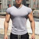 三分袖 运动短袖 潮牌透气弹力健身肌肉撸铁狗修身 口美式 男T恤收袖