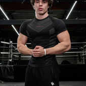 运动健身衣男短袖 T恤速干弹力紧身衣篮球跑步肌肉撸铁狗兄弟美式