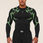 运动长袖 男T恤健身肌肉撸铁狗美式 潮牌速干透气弹力紧身圆领训练