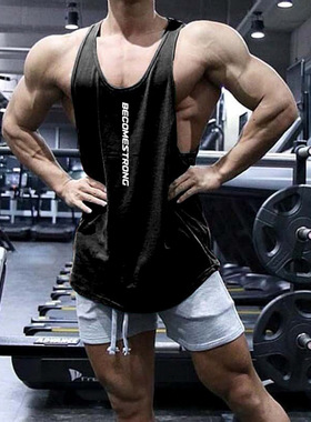 运动背心男无袖工字型T恤健身肌肉夏季潮牌撸铁狗训练弹力棉大码