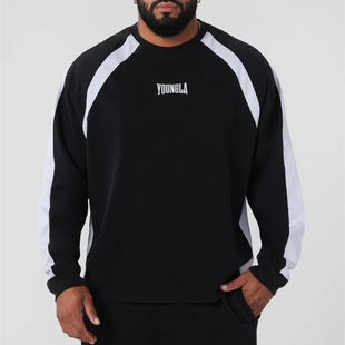 YOUNGLA运动长袖男T恤圆领插肩袖美式潮牌春秋冬季打底衫新款宽松