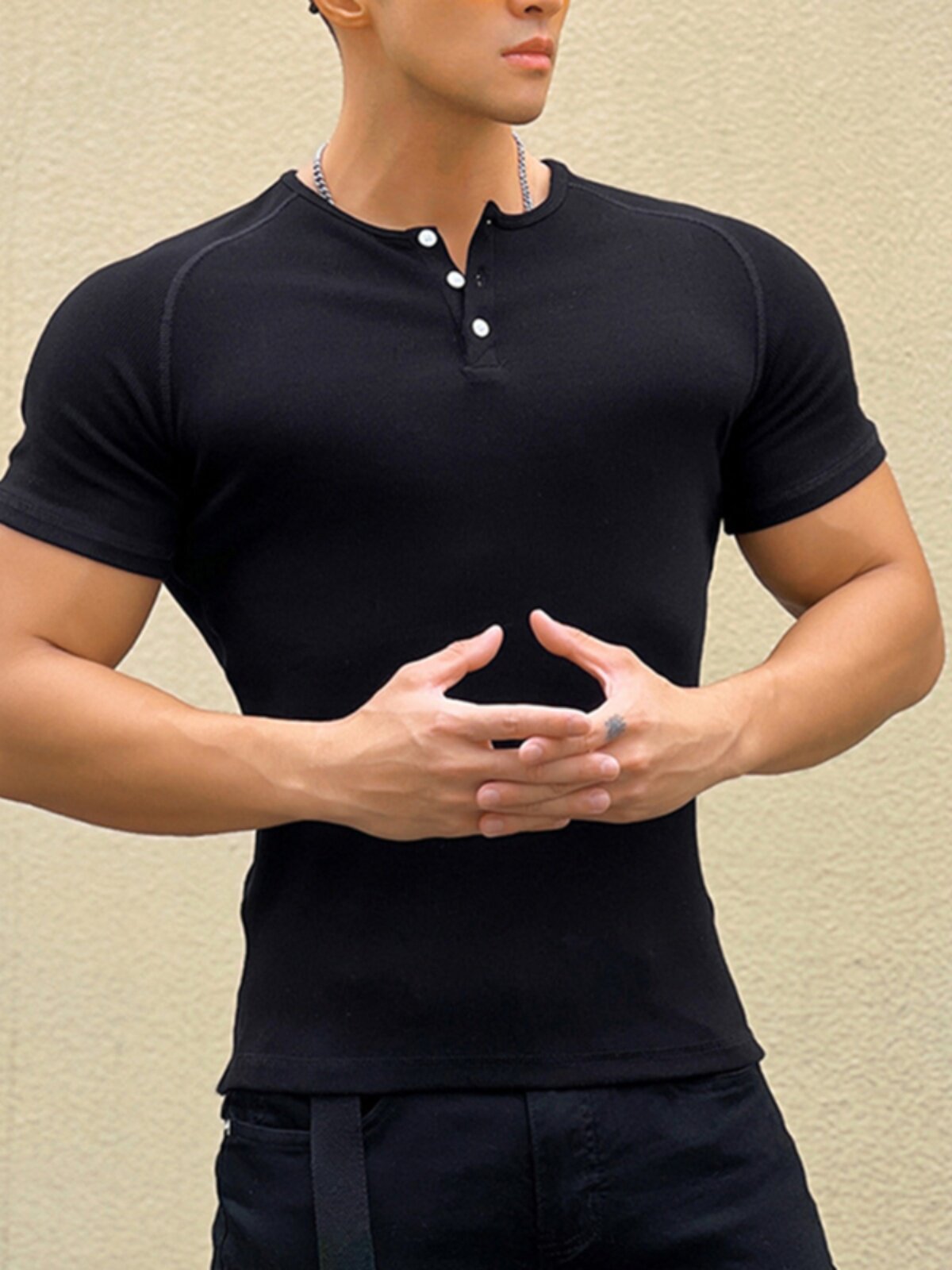 스포츠 반팔 남성용 티셔츠 트렌디 브랜드 피트니스 의류 신축성 있는 실 면 가디건 브이넥 폴로 셔츠 근육 키우기 철제 개 달리기