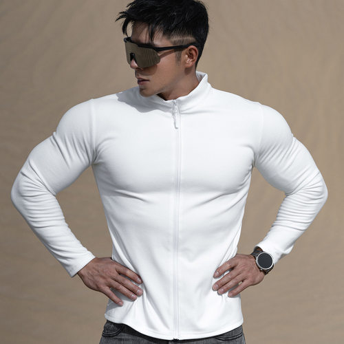 运动长袖男德绒打底衫开衫外套健身跑步锻炼显肌肉撸铁狗兄弟美式