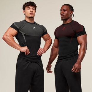 运动短袖男T恤健身速干透气美式潮牌肌肉撸铁收袖口圆领插肩袖