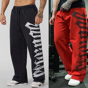 YOUNGLA运动长裤美式潮牌男健身肌肉撸铁狗兄弟训练宽松直筒阔腿