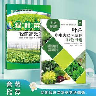 2本一套 绿叶菜病虫害 绿叶菜轻简高效栽培 叶菜病虫害绿色防控彩色图谱 蔬菜栽培 彩图版 套装