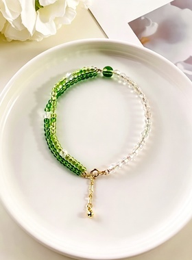 新中式风格 马年本命年礼物 方形切面水晶手链  情侣手链送女朋友