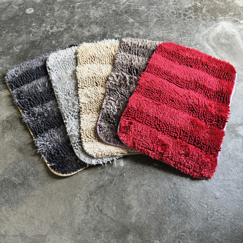 雪尼尔！浴室吸水速干地毯卧室防滑门垫隔凉床边垫柔软宠物垫条纹