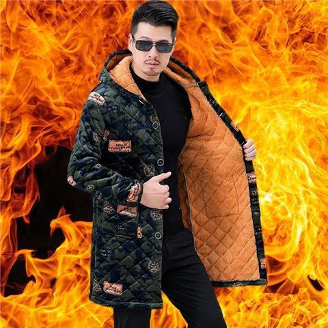 四川省服长款棉衣秋冬季外套男加绒加厚工作服大褂宽松罩衣中老年