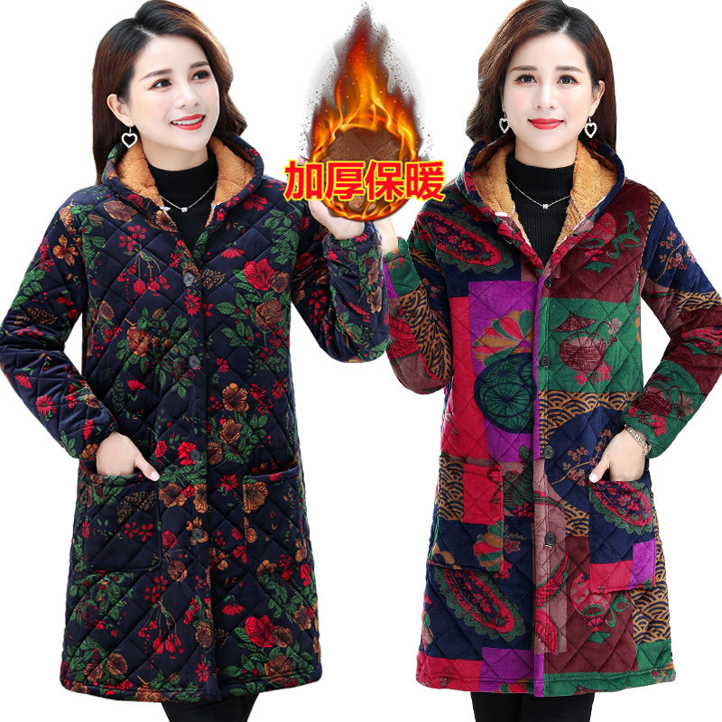 四川省服罩衣女冬季加绒加厚中长款长袖工作棉服保暖新款棉袄围裙