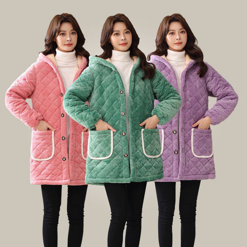 四川省服棉衣女士加绒加厚冬季外穿新款中长款宽松保暖中老年罩衣