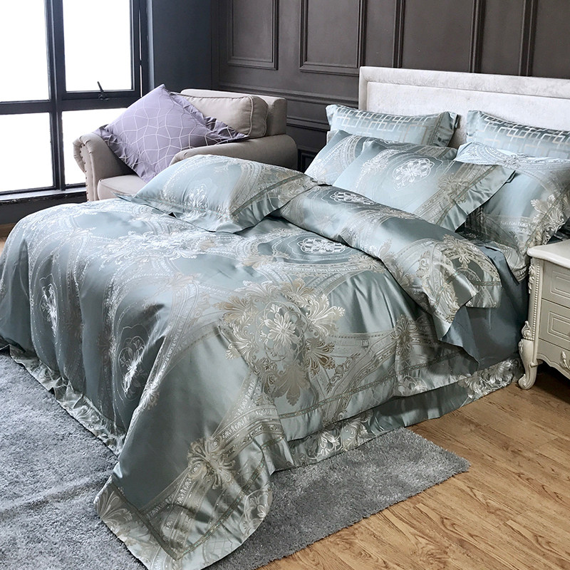 高档100支长绒棉床上四件套 欧式贡缎提花全棉纯棉六件套欧美风