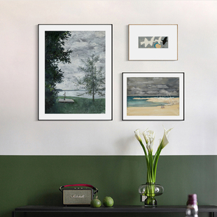 法式风情小镇油画未装裱挂画北欧客厅餐厅装饰画可替换画芯不含框