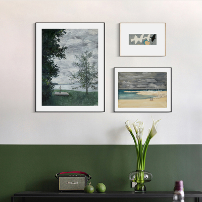 法式风情小镇油画未装裱挂画北欧客厅餐厅装饰画可替换画芯不含框