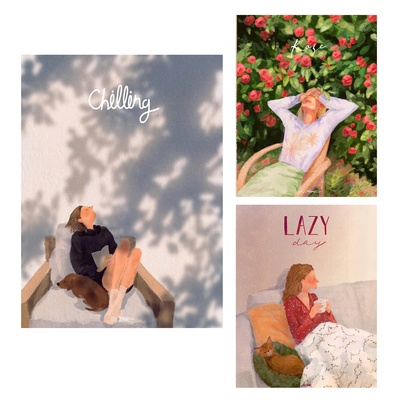 韩国治愈系光影女孩艺术海报装饰画未装裱唯美生活挂画画芯不含框