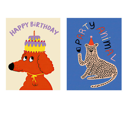 多巴胺卡通艺术海报Happy birthday小狗装饰画未装裱趣味挂画画芯