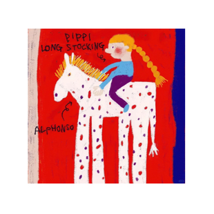 多巴胺骑马女孩儿童高清艺术海报治愈系稚拙可爱挂画可替换画芯