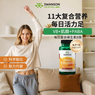 2瓶xSwanson斯旺森维生素B族100粒复合VB维他命B特添胆碱肌醇PABA