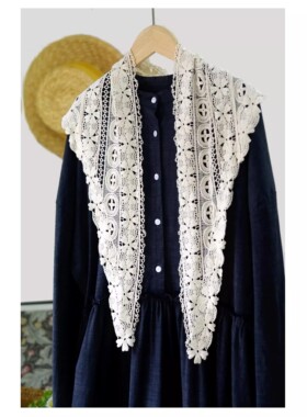 全棉钩花三角巾坎肩护颈装饰围脖披肩领结装饰品配饰百搭春夏女