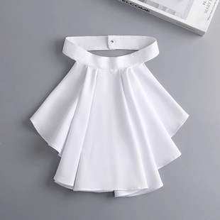 法式复古风衬衣叠褶荷叶领中世纪男装女装白色假领子立领带扣配件