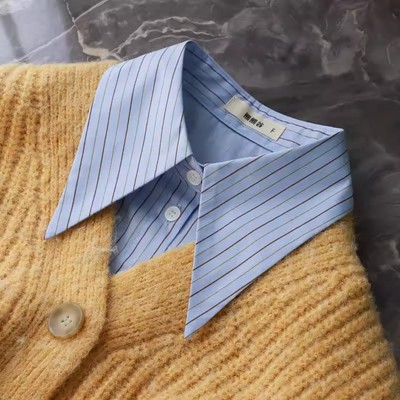 尖领条纹衬衫假领子OL通勤女