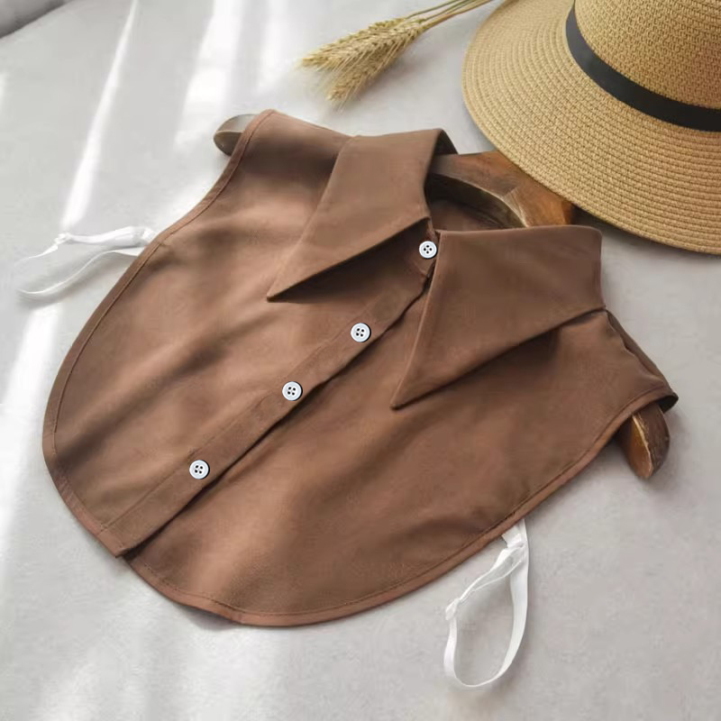 美拉德风假领子女百搭假领高档 2025秋冬新款咖色时尚装饰假衬衫