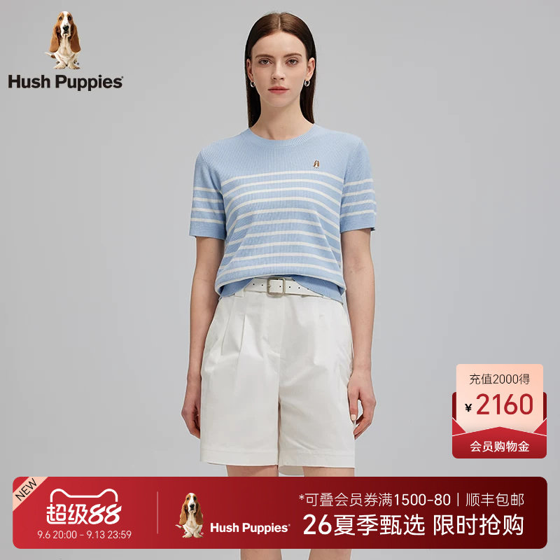 暇步士透气经典条纹圆领短袖图片