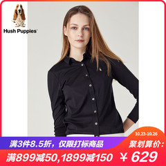 Hush Puppies暇步士女装2019秋季新款纯棉休闲长袖衬衫|HA-19505D