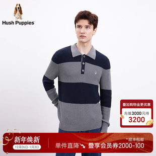 复古学院风翻领条纹针织衫 秋冬美式 男 Puppies暇步士男装 Hush
