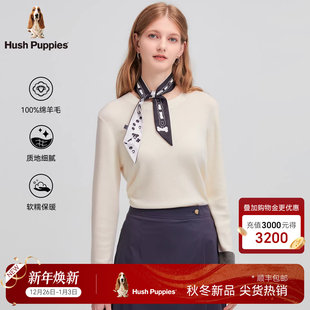 品质绵羊毛 弹力亲肤拼色打底针织衫 暇步士女装 新款 女 2025秋季