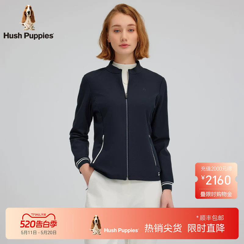 【golf系列】暇步士女装春季高弹针织外套小立领休闲运动撞色开衫