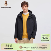 春季 暇步士男装 顺滑四面弹厚外套可拆卸帽休闲夹克 摇粒绒内里