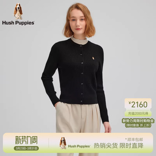 细麻花针织开衫 暇步士秋冬季 女士休闲保暖开身线衣 绵羊毛混纺