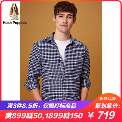 Hush Puppies暇步士2019冬新男装休闲纯棉长袖格子衬衫|PA-29704D