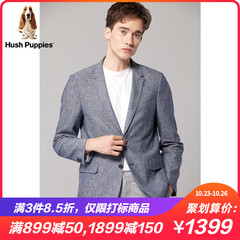 Hush Puppies暇步士男装上衣2019新款秋季休闲亚麻西服|PJ-29523D