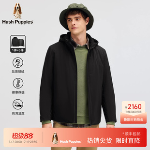 【一衣多穿】暇步士男装冬季保暖鹅绒外套可拆卸连帽羽绒服风衣男