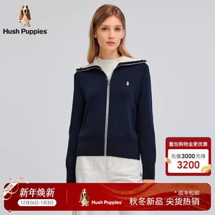 翻领针织开衫 冬季 暇步士女装 休闲撞色厚实保暖毛衣 含绵羊毛