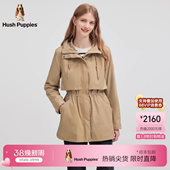 春季 暇步士女装 气质百搭连帽风衣净色休闲薄外套 高智优雅显瘦