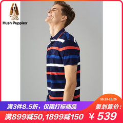 Hush Puppies暇步士男装2019夏纯棉条纹翻领T恤POLO衫|PD-29335D