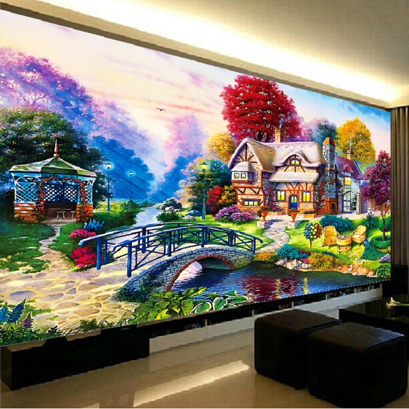 蒙娜丽莎十字绣2025新款线绣客厅花园小屋风景田园自己绣手工满绣
