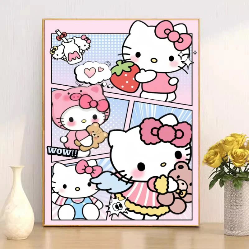 KT猫十字绣2025新款线绣客厅小件卧室卡通儿童房HelloKitty简单绣