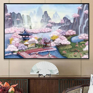 仙境清晨十字绣2025新款线绣客厅大幅满绣大格棉线自己绣手工风景