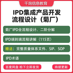菊厂IPD集成产品研发流程二阶分解培训流程指导硬软件开发实践案