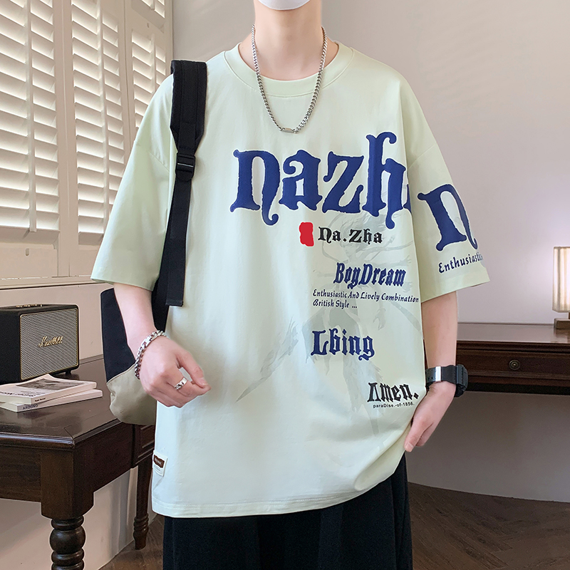 男生短袖夏季潮牌宽松纯棉t恤青少年男装帅气学生初中生半袖体恤