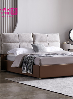 爱依瑞斯现代简约软床卧室家具中古风储物双人床婚床布艺WFB-44
