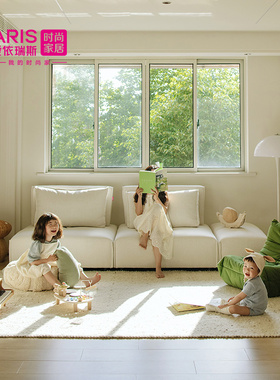 爱依瑞斯豆腐沙发侘寂风布艺休闲极简白色椅小户型117澳白沙发