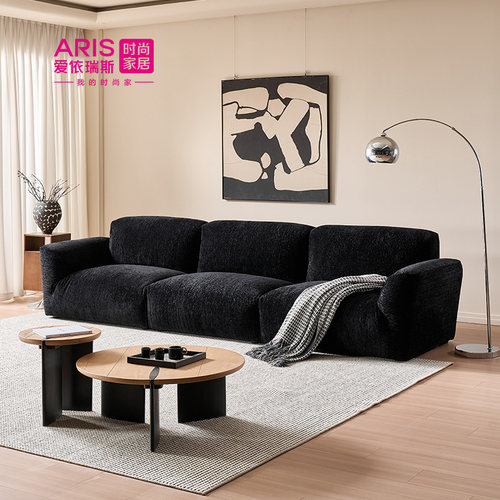 爱依瑞斯现代简约中古可调节布艺沙发格兰德沙发黑色直排沙发44
