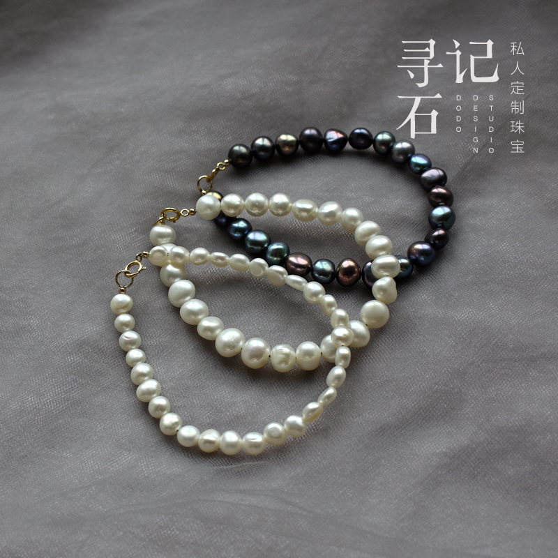 男女珍珠手链14k包金扣欧美